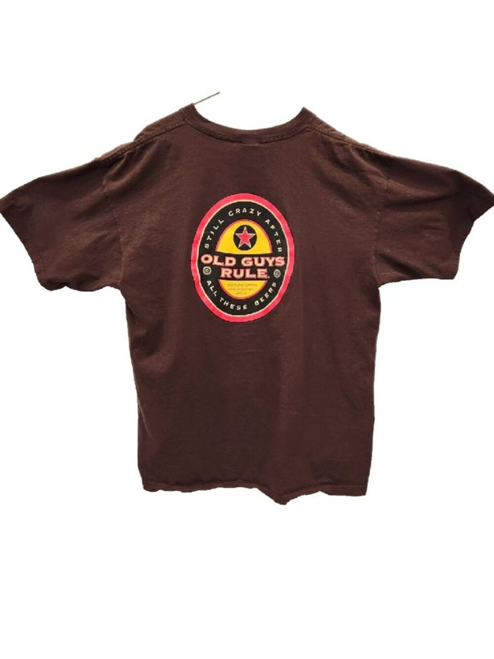 Old Guys Rule T-Shirt Still Crazy After All These Beers XL Brown 2000s VGUC
